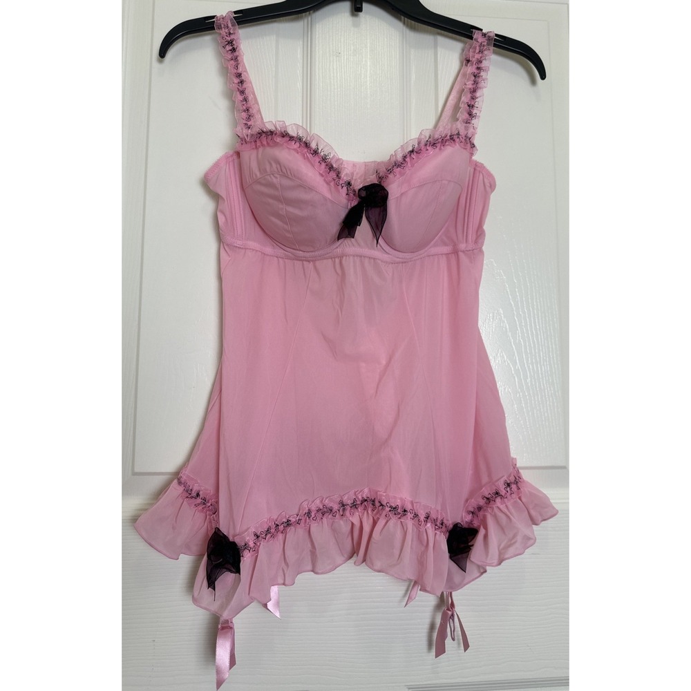 Y2K Vintage Victoria's‎ Secret Lingerie 36C Small Pink Mesh Coquette Fairy